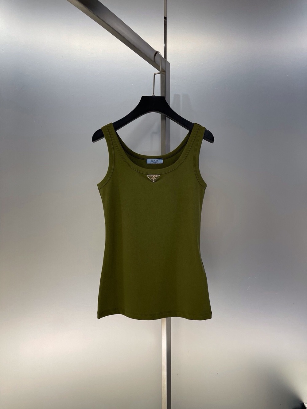 Prada Olive Tank with Logo Plaque